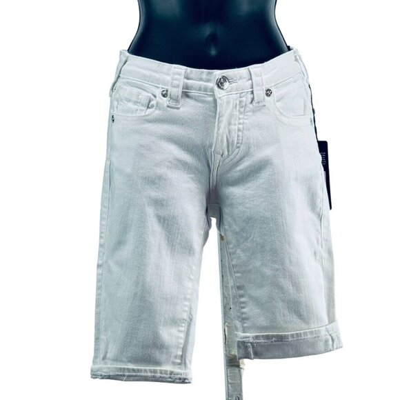 TRUE RELIGION RILEY SHORT Women's Shorts Cotton Stretch Mid Rise Bermuda Size 24 - Picture 8 of 8